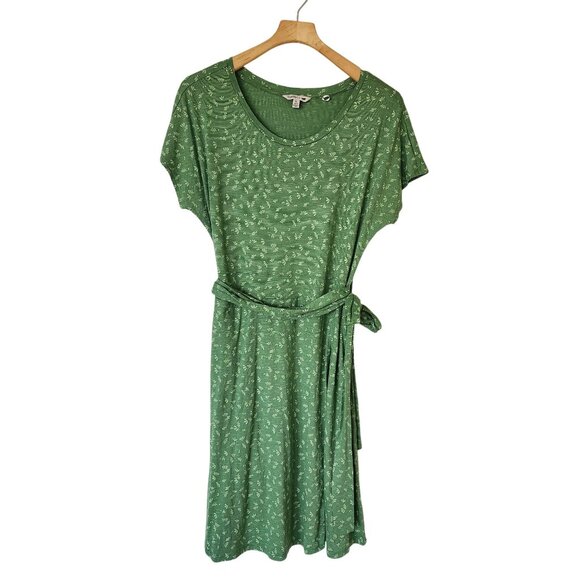 Toad&Co Dresses & Skirts - Toad&Co Cue Green Faux Wrap Dress Short Sleeve Floral Print Tencel Organic Cute